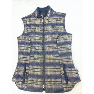 Arista Equestrian Vest Womens S Blue Gold Plaid Riding Zip Front  $175